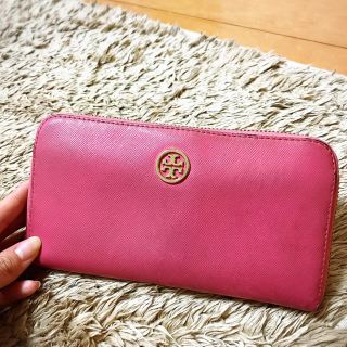 トリーバーチ(Tory Burch)のトリーバーチ♡ラウンドファスナー長財布♡ピンク×ブラウン(財布)