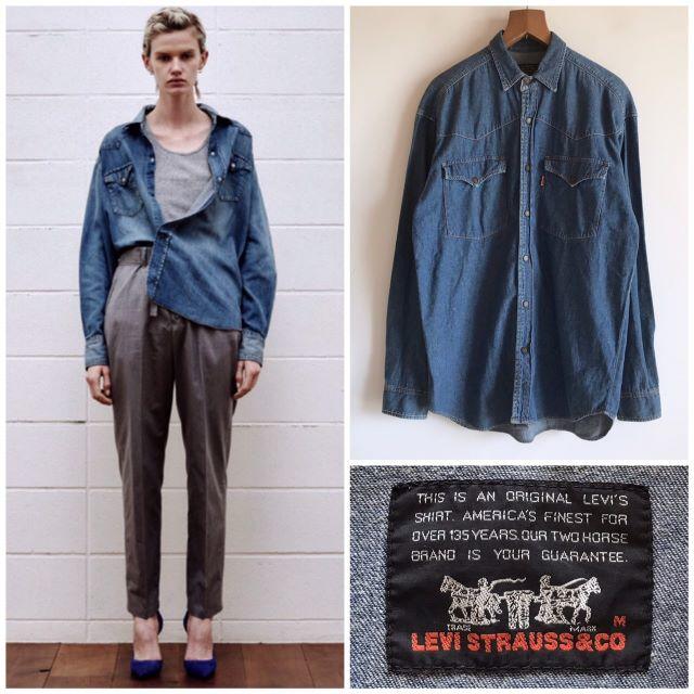 Levi's(リーバイス)の希少 ビンテージ オレンジタブ ユーロリーバイス オーバーサイズドデニムシャツ レディースのトップス(シャツ/ブラウス(長袖/七分))の商品写真