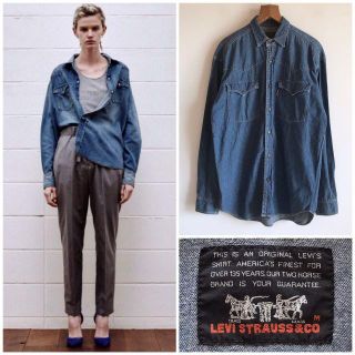 リーバイス(Levi's)の希少 ビンテージ オレンジタブ ユーロリーバイス オーバーサイズドデニムシャツ(シャツ/ブラウス(長袖/七分))