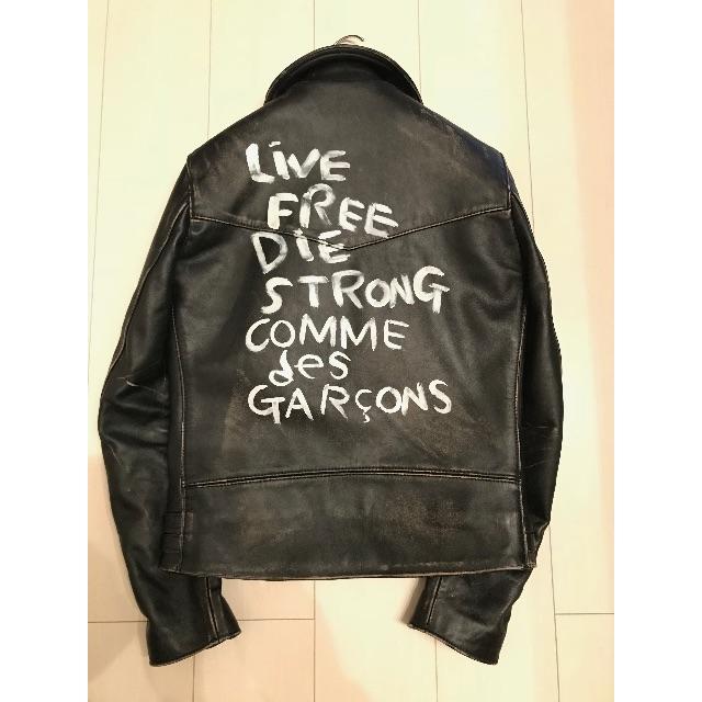 COMME des GARCONS(コムデギャルソン)のギャルソン ルイスレザー ライトニング レザー ライダース ブラック 38 メンズのジャケット/アウター(ライダースジャケット)の商品写真