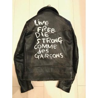 コムデギャルソン(COMME des GARCONS)のギャルソン ルイスレザー ライトニング レザー ライダース ブラック 38(ライダースジャケット)