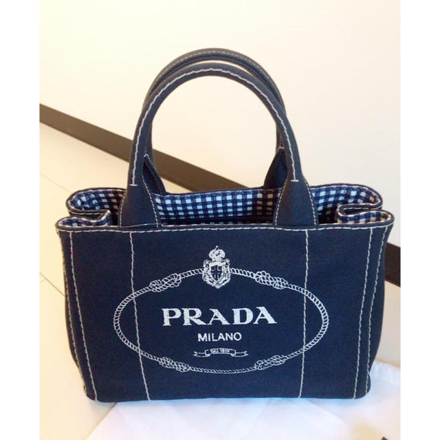 PRADA(プラダ)の★希少★新品未使用 プラダ カナパ  ギンガムチェック ネイビー レディースのバッグ(トートバッグ)の商品写真