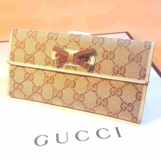 グッチ(Gucci)のGUCCI★GG柄★リボンファスナー 長財布★正規品★コメント下さい♪GU-12(財布)