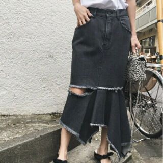 アメリヴィンテージ(Ameri VINTAGE)の35%off!》Ameri♡DENIM ZIGZAG SKIRT▼M(ロングスカート)