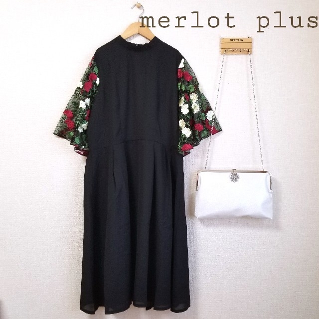 merlot(メルロー)の今季＊merlot 結婚式 ドレスワンピース 黒 レディースのフォーマル/ドレス(ミディアムドレス)の商品写真