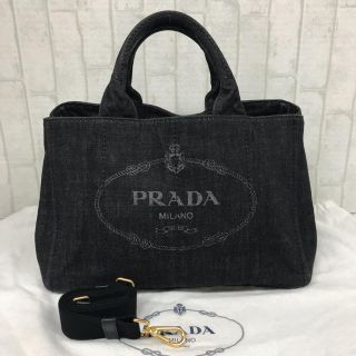 プラダ(PRADA)のプラダ  カナパ  トートバッグ  黒  デニム  2way  Mサイズ(トートバッグ)