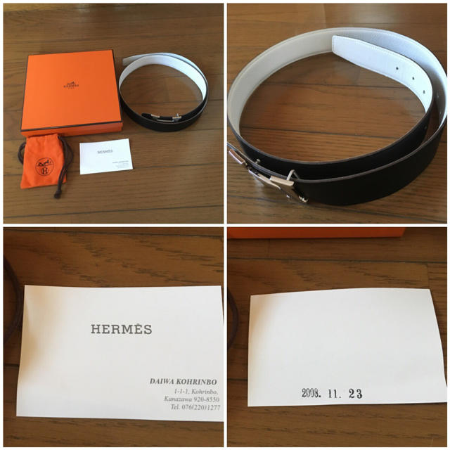 Hermes(エルメス)のエルメス ベルト 黒×白リバーシブル レディースのファッション小物(ベルト)の商品写真