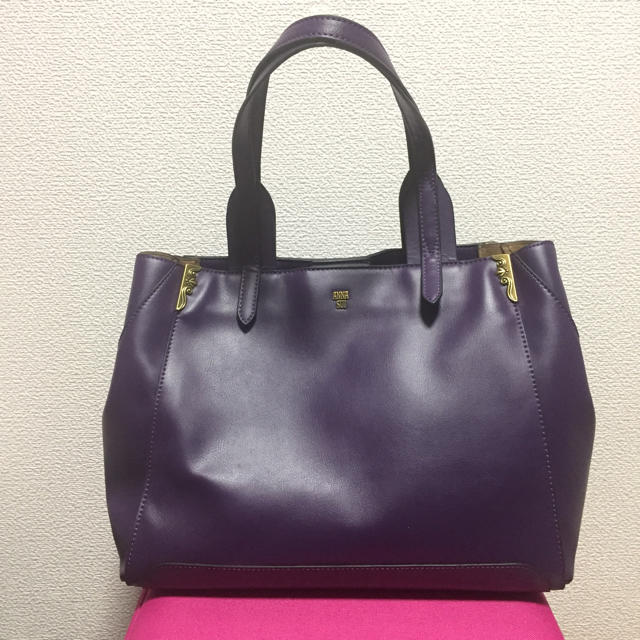 ANNA SUI   ANNA SUI パープル ロゴ トートバッグ ♡の通販 by ʕʘ̅͜ʘ̅ʔ