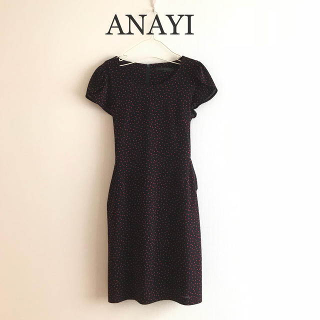 ANAYI(アナイ)のお値下げ◇美品◇アナイANAYI◇半袖ワンピース 柄 リボン 上品 S 通勤仕事 レディースのワンピース(ひざ丈ワンピース)の商品写真