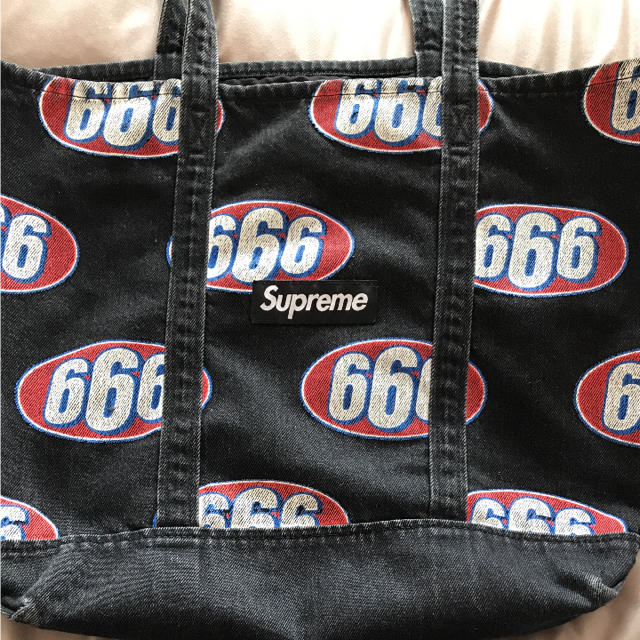 美品 Supreme 17SS 666 Denim Tote Black 美品 Supreme 17SS 666 Denim Tote Black