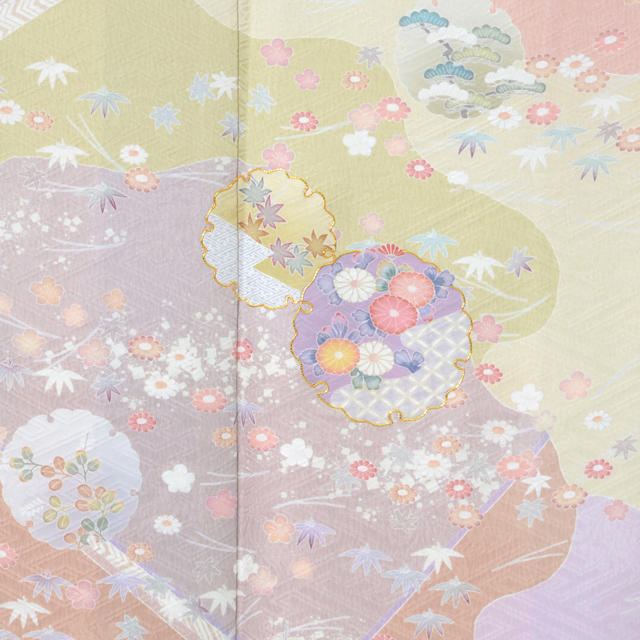 数回着用 ピンク 桜 草花 レディースの水着/浴衣(着物)の商品写真