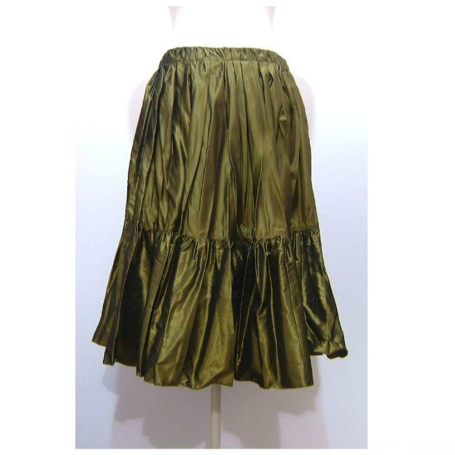 MIU MIU - MIUMIUシルクティアードスカート新品　セーナペ カーキ T42