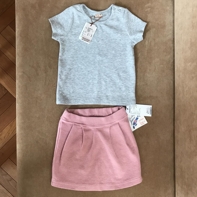 MARKEY'S(マーキーズ)のプチマイン半袖リブTシャツ&マーキーズピンクスカート キッズ/ベビー/マタニティのキッズ服女の子用(90cm~)(Tシャツ/カットソー)の商品写真