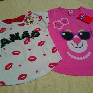 アナップキッズ(ANAP Kids)の半額以下！新品☆100cm ANAP 半袖トップス 2枚セット(Tシャツ/カットソー)