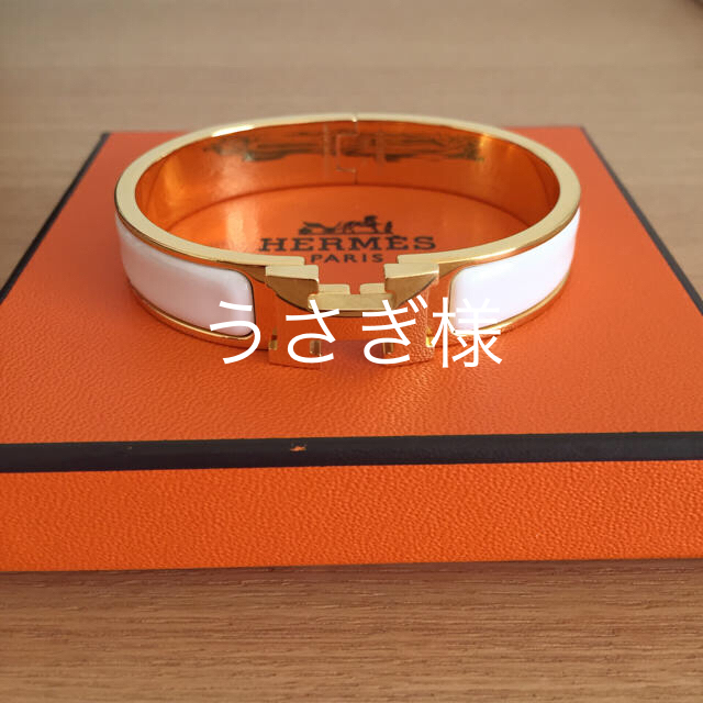 HERMES プスプス ゴールド レザー ブレスレット 00s ロゴ バングル