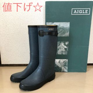 エーグル(AIGLE)の美品 AIGLE 天然ゴムレインブーツ 35 SIZE 梅雨対策に。フェスにも！(レインブーツ/長靴)