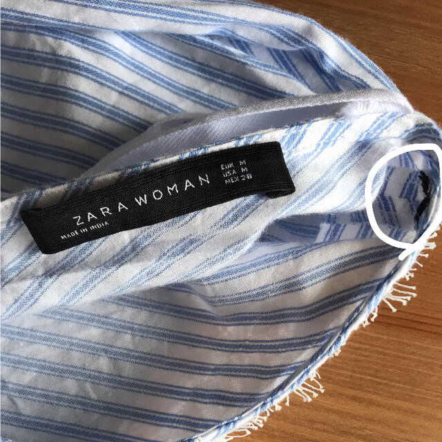 ZARA(ザラ)の【ココ614様専用〜6/1迄】ザラ ストライプ レース リボン フレア袖ブラウス レディースのトップス(シャツ/ブラウス(長袖/七分))の商品写真