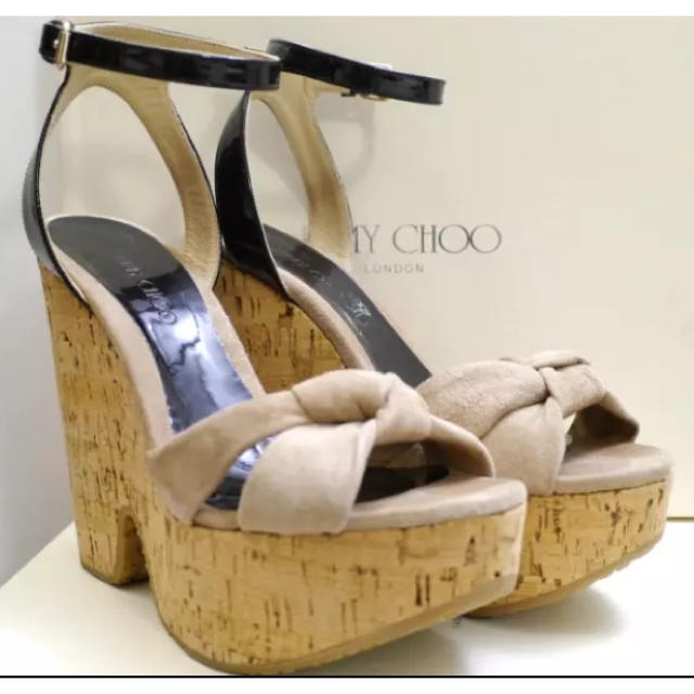 JIMMY CHOO(ジミーチュウ)の美品★JIMMY CHOO ジミーチュウ GLEAM コルク ウエッジ サンダル レディースの靴/シューズ(サンダル)の商品写真