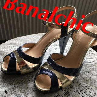 バナルシックビザール(banal chic bizarre)のBanalchic サンダル シューズ ネイビー ゴールド 未使用 S パンプス(サンダル)