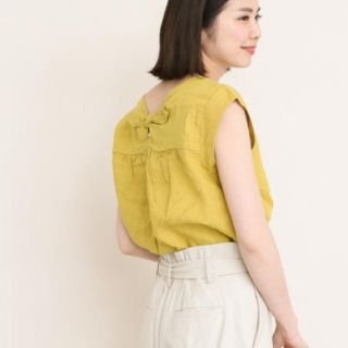 サニーレーベル(Sonny Label)のバックリボンリネンブラウス イエロー(シャツ/ブラウス(半袖/袖なし))