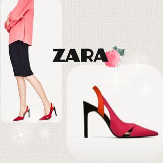 ザラ(ZARA)のsale!新品タグ付☆ZARAザラ☆バイカラークロスストラップパンプス(ハイヒール/パンプス)