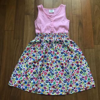 ボーデン(Boden)のmini Boden/ハートボタンのワンピース7-8Y USED ピンク(ワンピース)