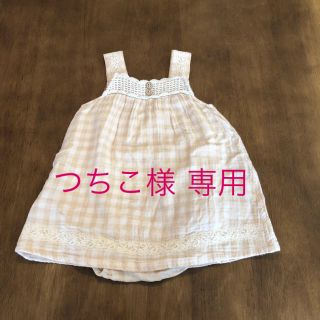 ベルメゾン(ベルメゾン)の【つちこ様 専用】ワンピース風ロンパース、チェックチュニックワンピ(ロンパース)