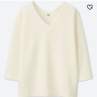 ユニクロ(UNIQLO)のユニクロ★ミラノリブプルオーバー★七分袖★M(カットソー(長袖/七分))