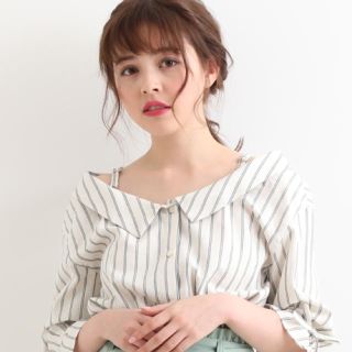 マジェスティックレゴン(MAJESTIC LEGON)の新作！MAJESTIC LEGON 2WAYストライプシャツ♥(シャツ/ブラウス(長袖/七分))