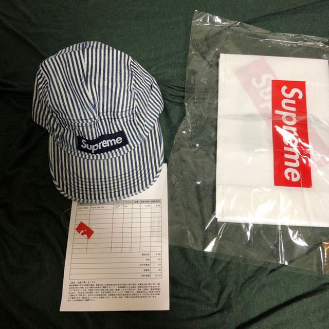 supreme indigo stripe cap 美品 正規品 18SS