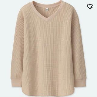 ユニクロ(UNIQLO)のユニクロ　ワッフルVネックTシャツ(Tシャツ(長袖/七分))