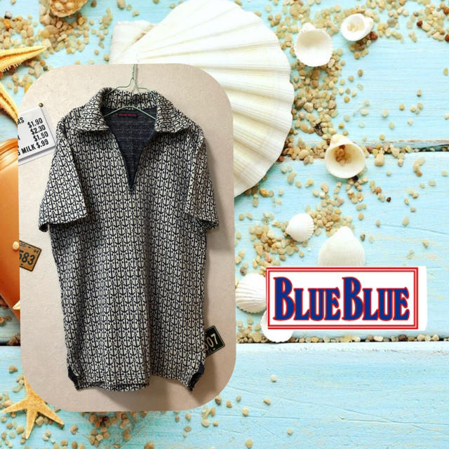 BLUE BLUE(ブルーブルー)のBLUE BLUE イカリ柄 総柄ハーフジップ カットソー メンズのトップス(シャツ)の商品写真