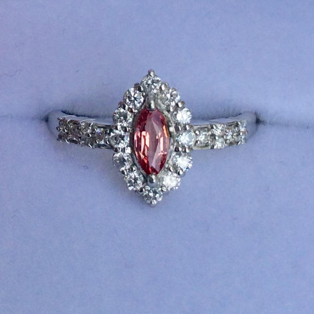ご専用です　パパラチアサファイア 0.27ct ダイヤモンド リング pt900 レディースのアクセサリー(リング(指輪))の商品写真