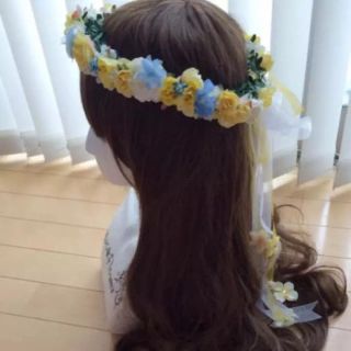 花かんむり♡黄色メイン♡白♡水色♡青(ヘアアクセサリー)