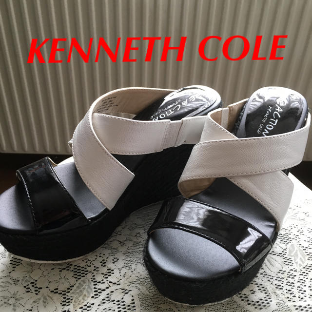 KENNETH COLE ミュール サンダル 黒 白 米購入 S 美品