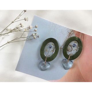 オーバル ＊ かすみ草 ＊ ハート ＊ ピアス(ピアス)