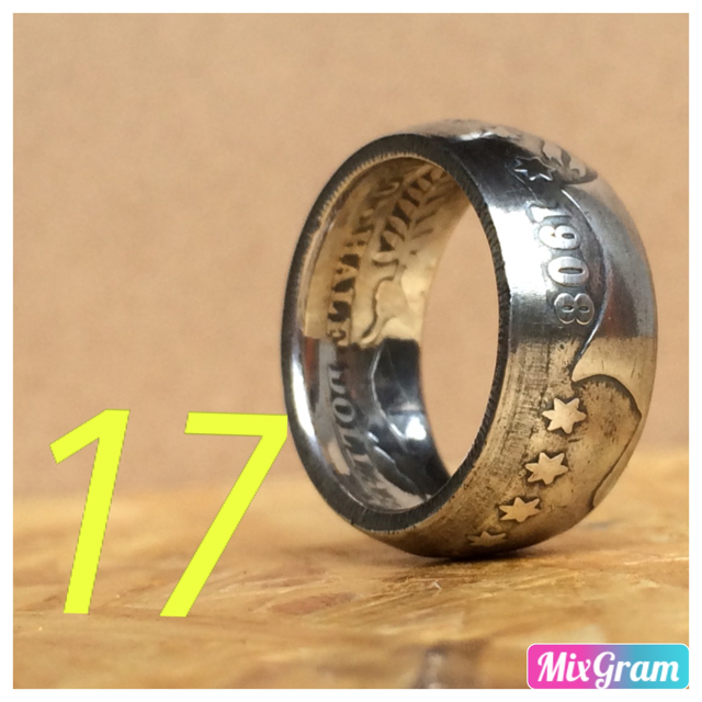 アメリカバーバーハーフダラーリング 指輪 1908年 銀貨 メンズのアクセサリー(リング(指輪))の商品写真
