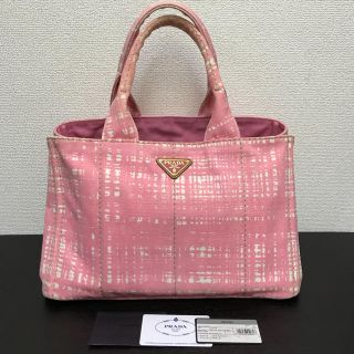 プラダ(PRADA)のプラダ  カナパ  トートバッグ  ピンク/白  キャンバス(トートバッグ)