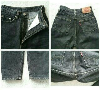 Levi's Levis ハイウエストテーパードブラックデニム 希少W の