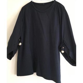 ザラ(ZARA)の専用です！！ ZARA パールカフス付きバルーンブラウス ネイビー L(シャツ/ブラウス(長袖/七分))