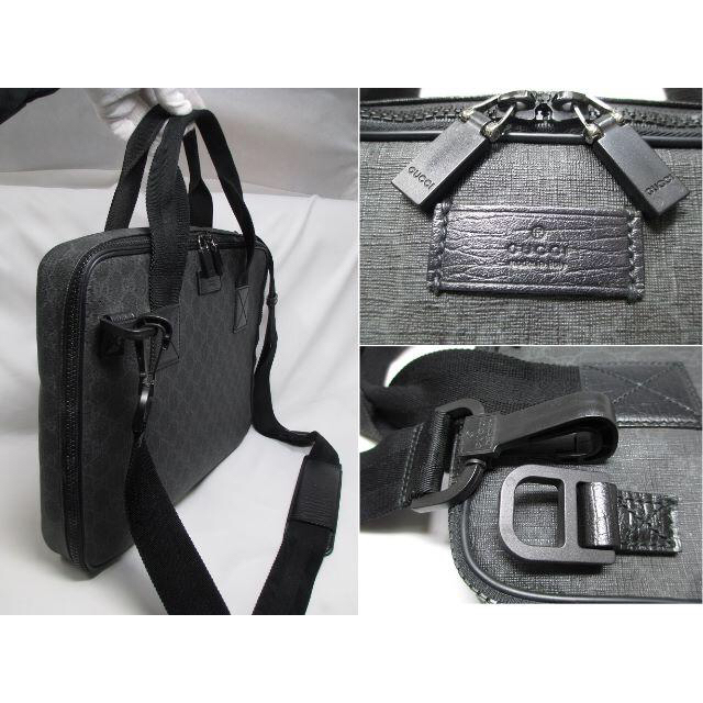 Gucci(グッチ)の美品 グッチ 2WAY ビジネスバッグ ブリーフケース 塩ビ 黒  メンズのバッグ(ビジネスバッグ)の商品写真