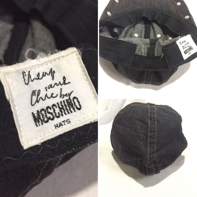 MOSCHINO(モスキーノ)のmoschino デニムキャップ ピースマーク スタッズ 帽子 昭和レトロ レディースの帽子(キャップ)の商品写真