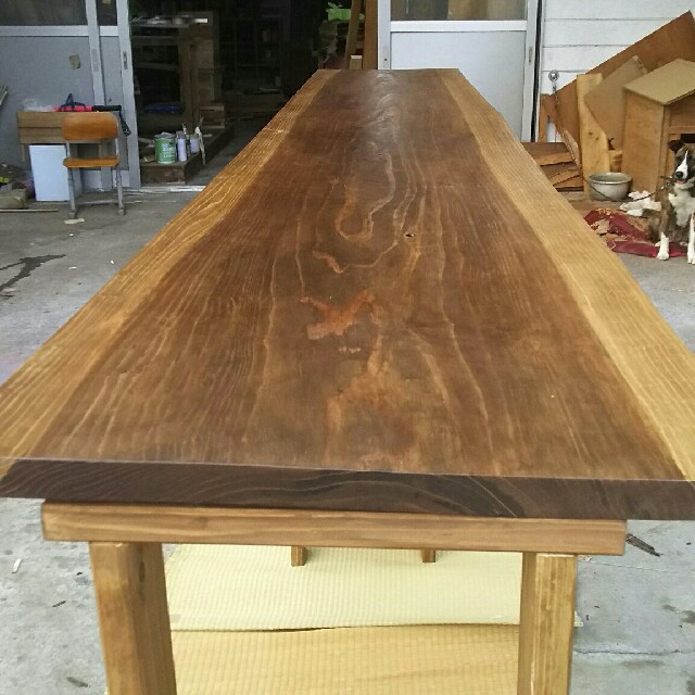カウンターテーブル テーブル 特大 一枚板 ウォールナット風 1