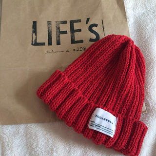 トゥデイフル(TODAYFUL)のLIFE's 赤ニット帽(ニット帽/ビーニー)