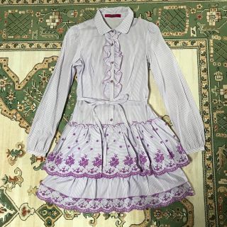 ドーリーガールバイアナスイ(DOLLY GIRL BY ANNA SUI)の【お値下げ】美品♡ドーリーガールバイアナスイ 刺繍シャツワンピース(ひざ丈ワンピース)