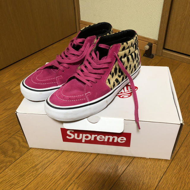 supreme VANS sk8MID PRO ヒョウ柄 pink ピンクスニーカー