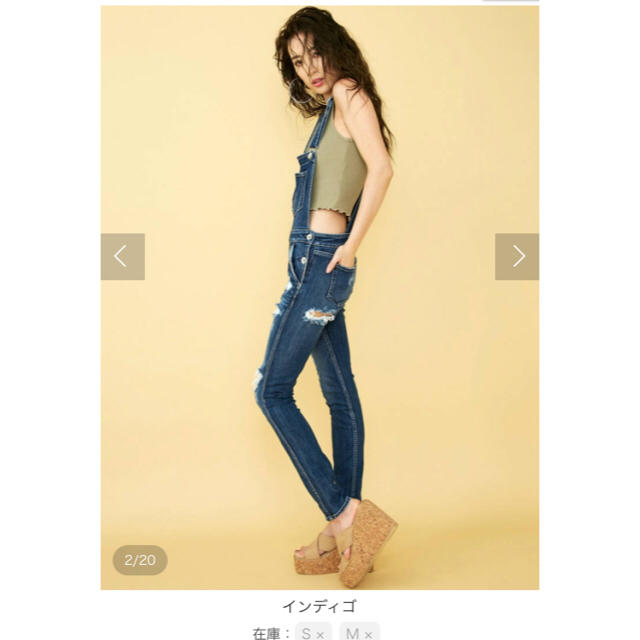 GYDA(ジェイダ)のBACK RIPPED スキニーサロペxs レディースのパンツ(サロペット/オーバーオール)の商品写真