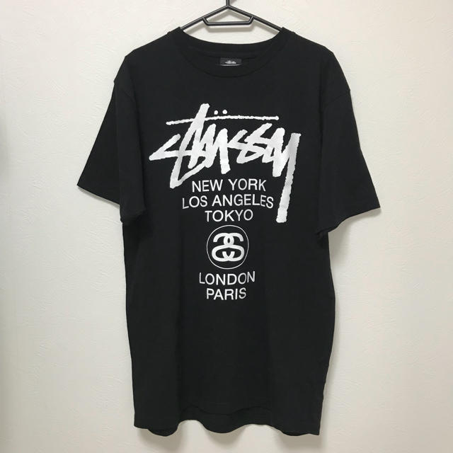 STUSSY ステューシー ワールドツアー ロゴ ロングTシャツ Mサイズ 黒