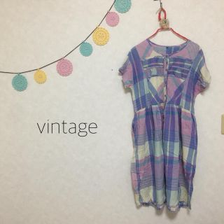 フラワー(flower)のvintage インド綿チェックワンピース(ひざ丈ワンピース)