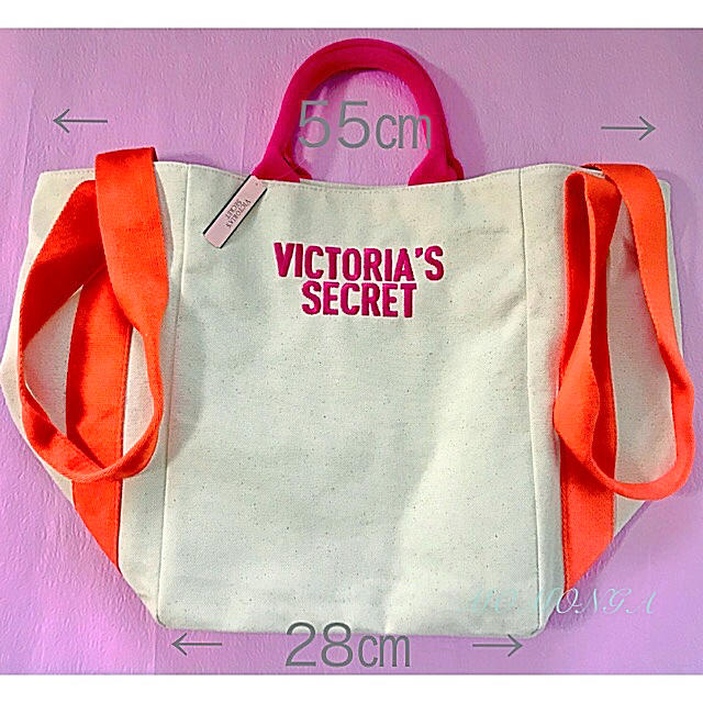 Victoria's Secret(ヴィクトリアズシークレット)の限定 ヴィクトリアシークレット キャンパス バッグ トート 2way 大きめ 白 レディースのバッグ(トートバッグ)の商品写真